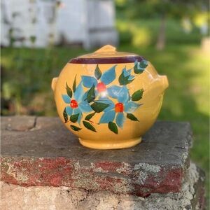 Vintage 1940's McCoy Floral Pattern Cookie Jar, Hand Painted, approx. 8" Tall